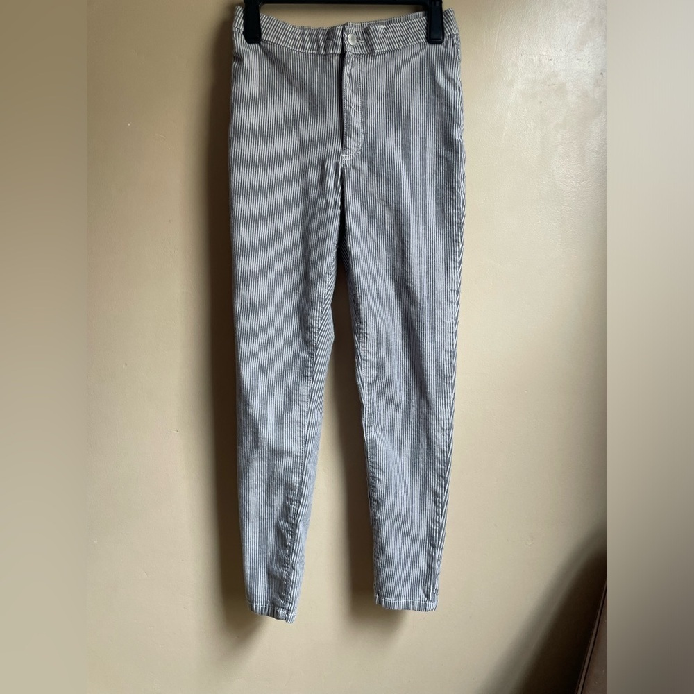 Free People Womens size 28 gray white pinstripe skinny pants high waisted